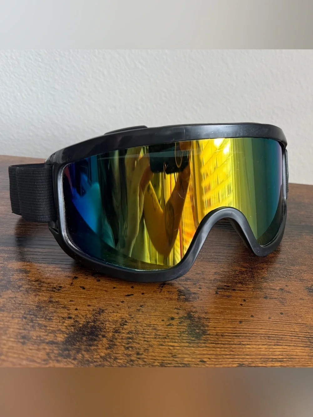 Black Goggles with Yellow Mirrored Lens
